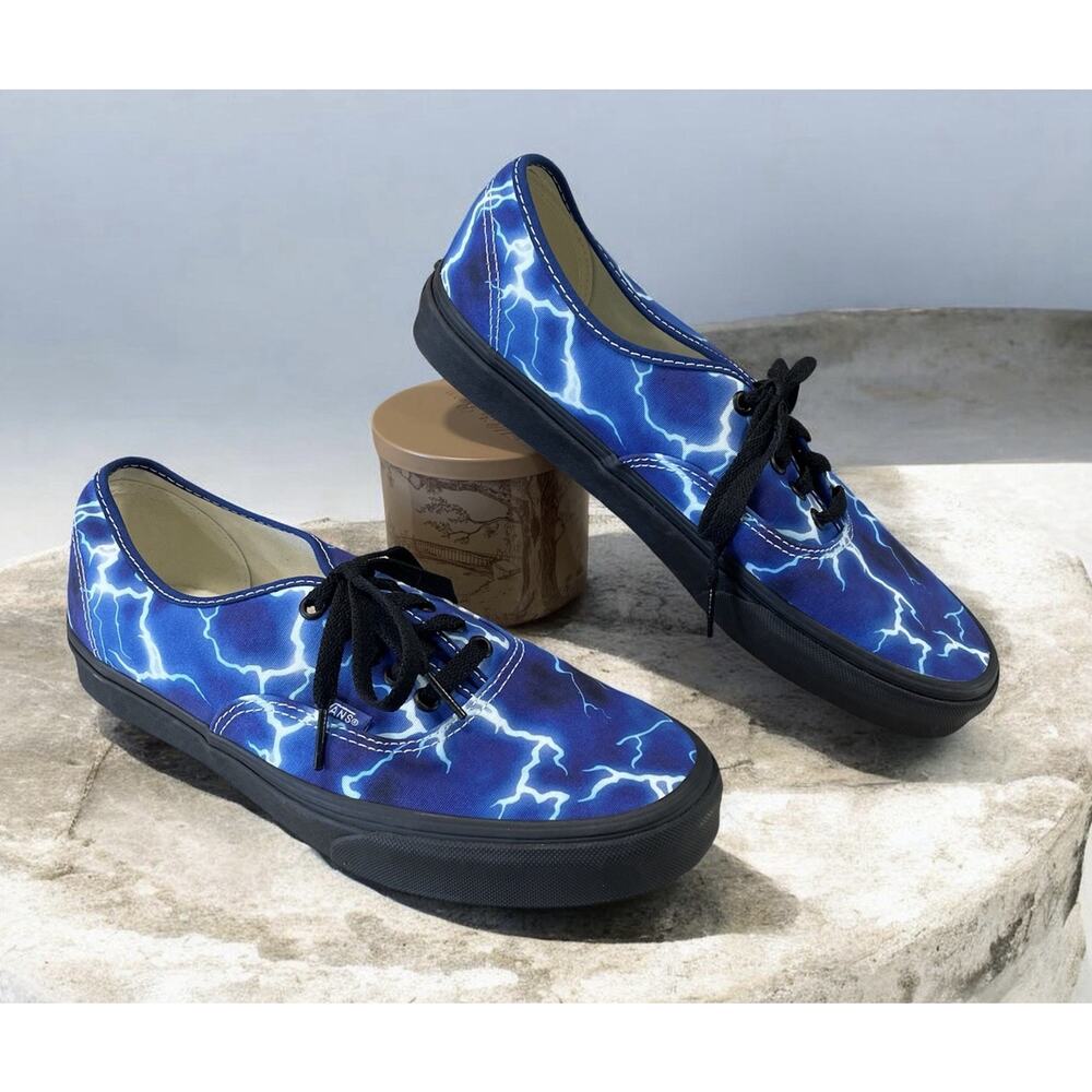 New-Vans Authentic Lightning Black/Blue Men's Size 10.5 /Women’s 12 Skate Shoes